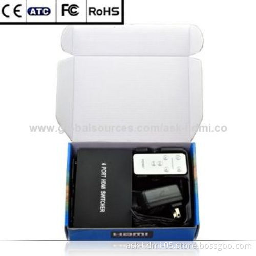 HDMI Switcher 4 x 1, 1.4V, Full HD 1,080P, 5V DC/2A Power Supply